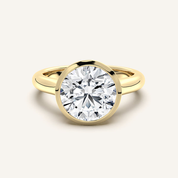 Round Low Profile Bezel Ring | 14k Yellow Gold