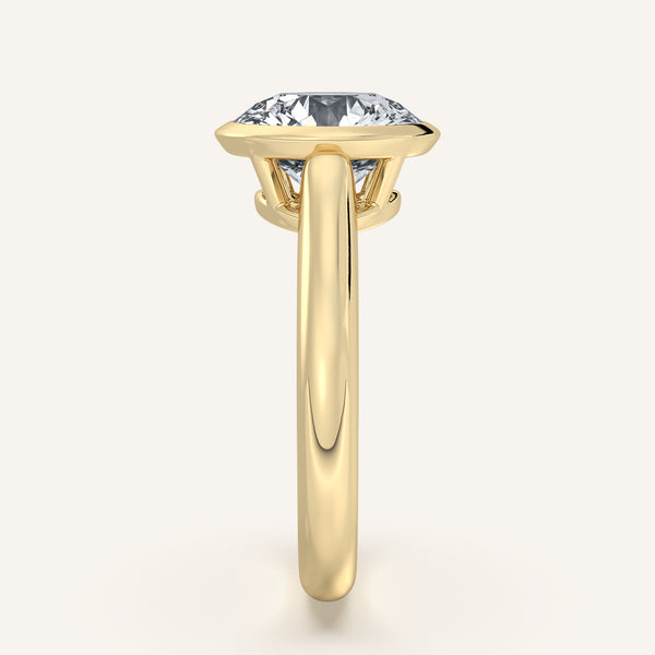 Round Low Profile Bezel Ring | 18k Yellow Gold