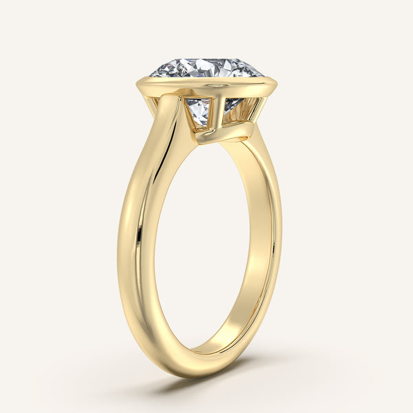 Round Low Profile Bezel Ring | 14k Yellow Gold