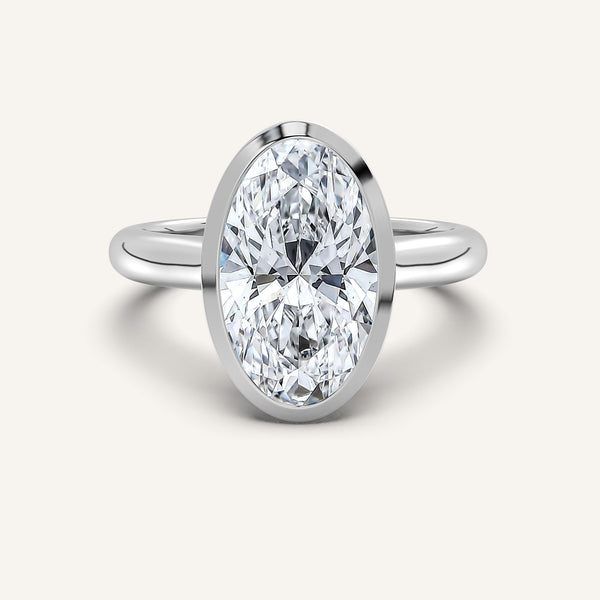 Moval Low Profile Bezel Ring | 14k White Gold