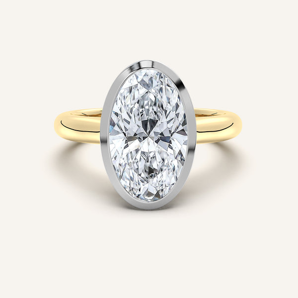 Moval Low Profile Bezel Ring | 18k Two Tone Gold