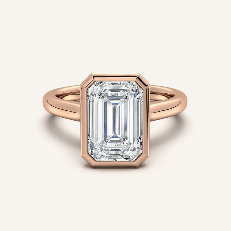 Image for Emerald Cut Tulip Bezel Engagement Ring | 14k Rose Gold