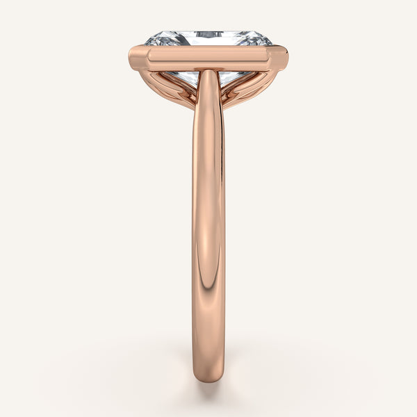 Radiant Cut Tulip Bezel Engagement Ring | 14k Rose Gold