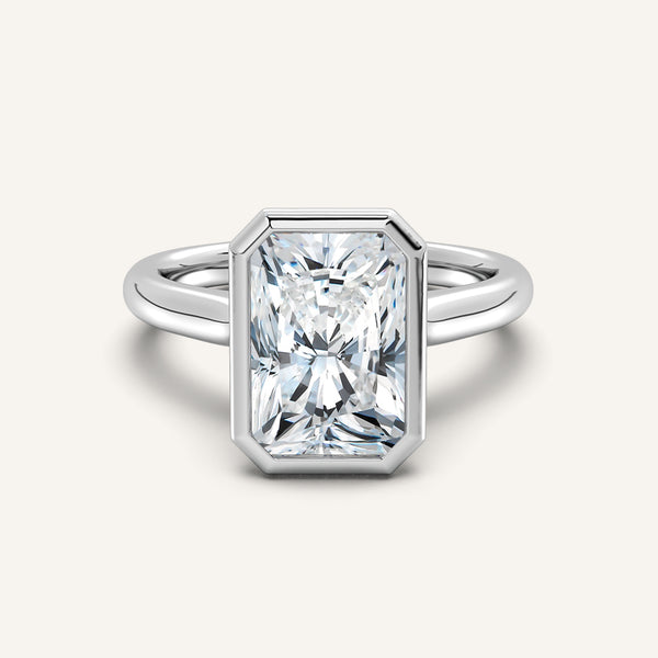 Radiant Cut Tulip Bezel Engagement Ring | 14k White Gold
