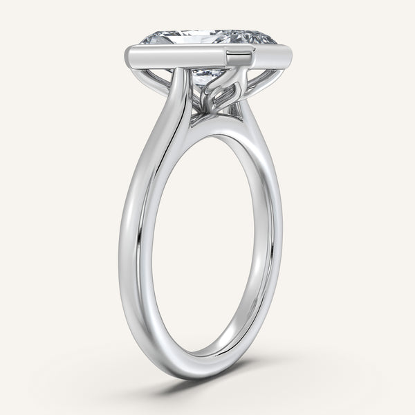 Radiant Cut Tulip Bezel Engagement Ring | 14k White Gold