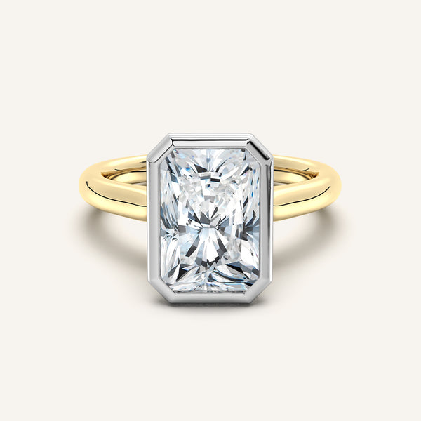 Radiant Cut Tulip Bezel Engagement Ring | 14k Two Tone Gold