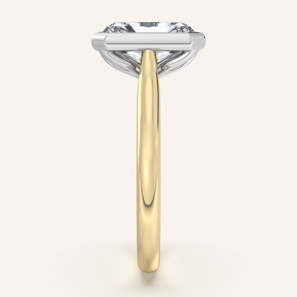 Radiant Cut Tulip Bezel Engagement Ring | 18k Two Tone Gold