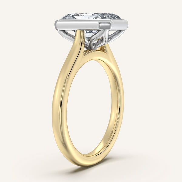 Radiant Cut Tulip Bezel Engagement Ring | 18k Two Tone Gold