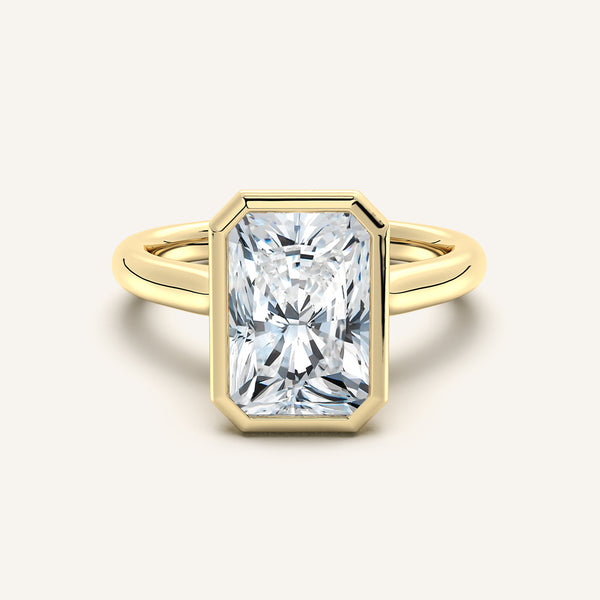 Radiant Cut Tulip Bezel Engagement Ring | 18k Yellow Gold