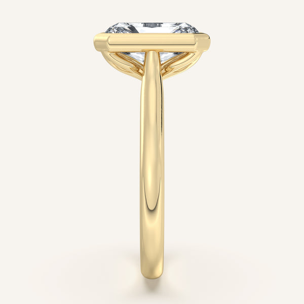 Radiant Cut Tulip Bezel Engagement Ring | 18k Yellow Gold