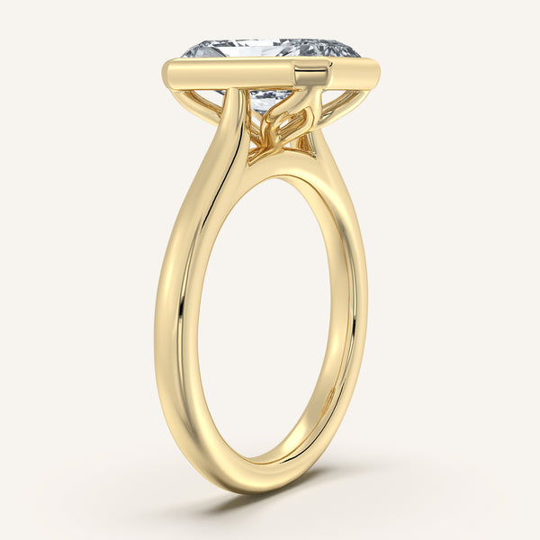Radiant Cut Tulip Bezel Engagement Ring | 18k Yellow Gold
