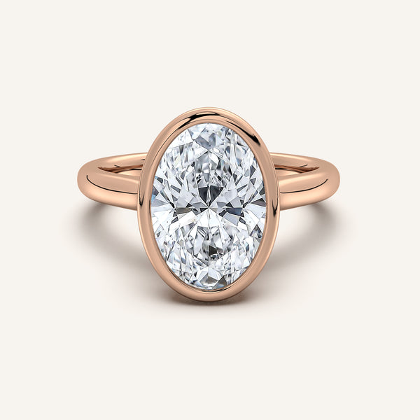 Oval Tulip Bezel Engagement Ring | 18k Rose Gold