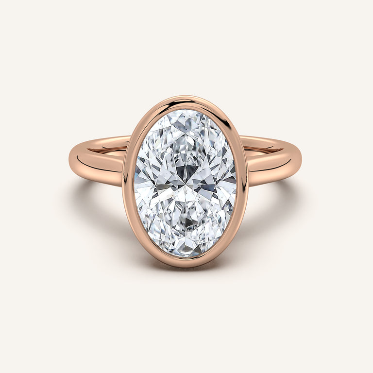 Image for Oval Tulip Bezel Engagement Ring | 18k Rose Gold