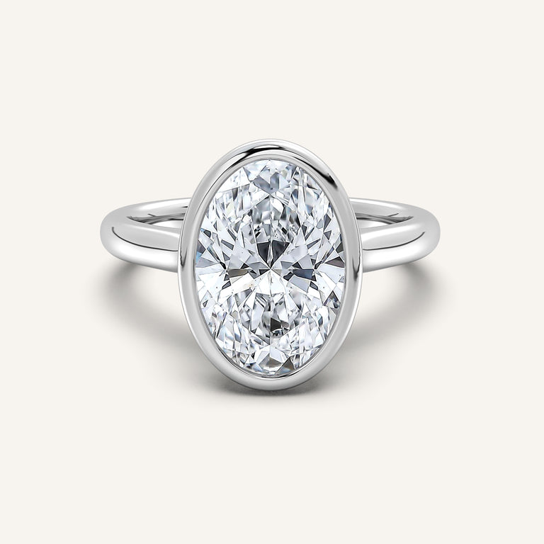 Image for Oval Tulip Bezel Engagement Ring | 14k White Gold