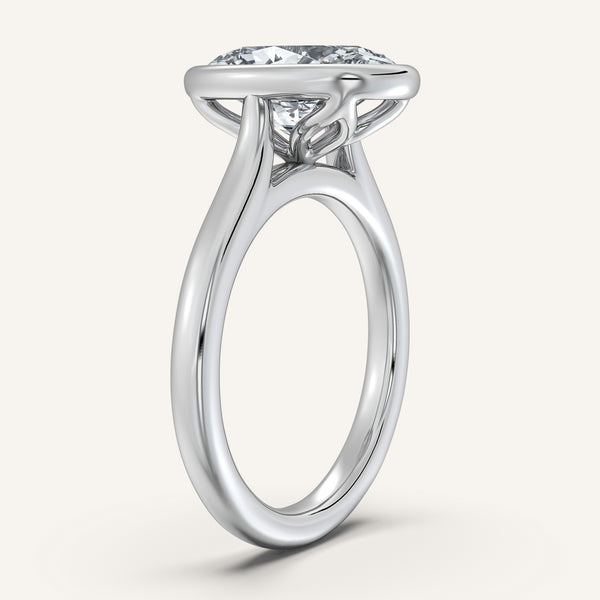 Oval Tulip Bezel Engagement Ring | 18k White Gold