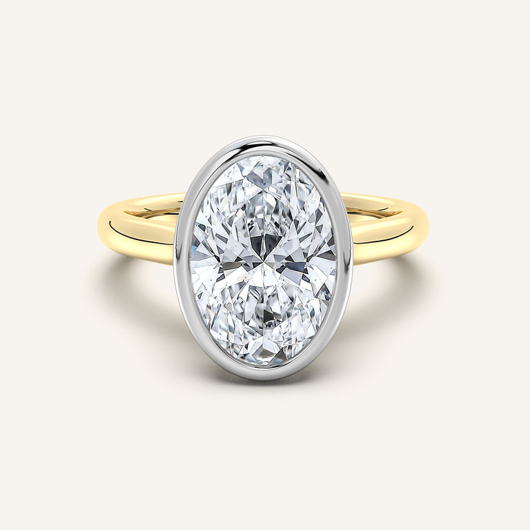 Image for Oval Tulip Bezel Engagement Ring | 18k Two Tone Gold