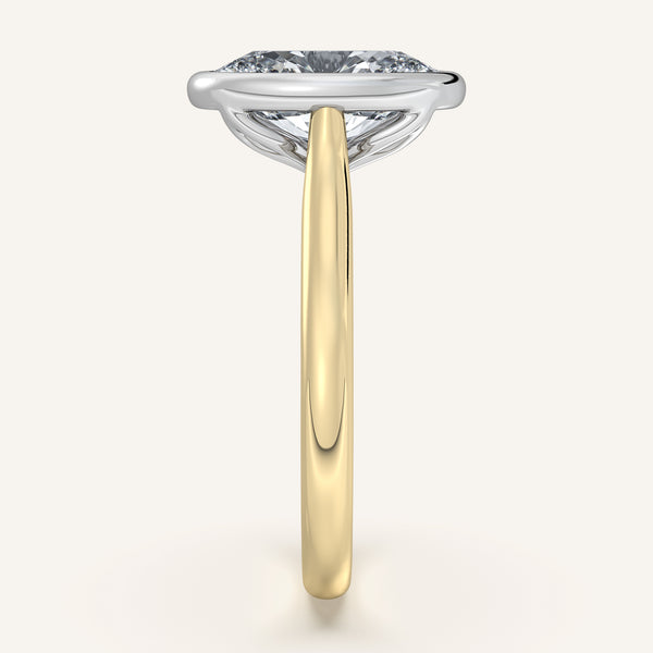 Oval Tulip Bezel Engagement Ring | 14k Two Tone Gold