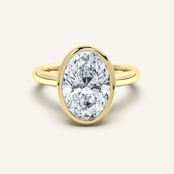 Oval Tulip Bezel Engagement Ring | 18k Yellow Gold