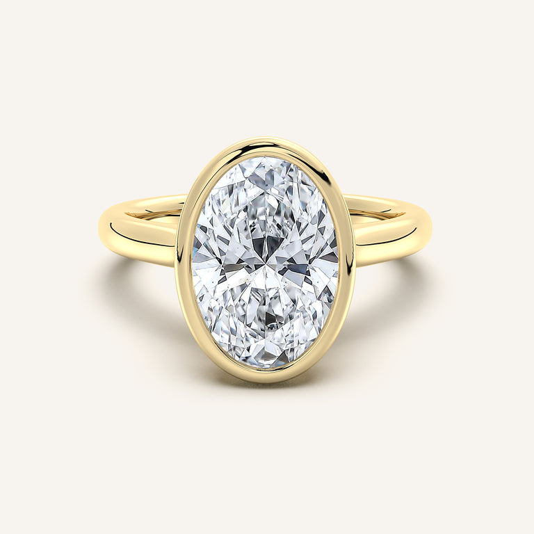 Image for Oval Tulip Bezel Engagement Ring | 14k Yellow Gold