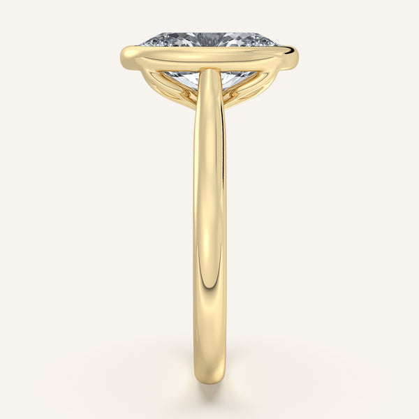 Oval Tulip Bezel Engagement Ring | 18k Yellow Gold