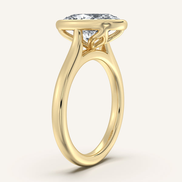 Oval Tulip Bezel Engagement Ring | 18k Yellow Gold
