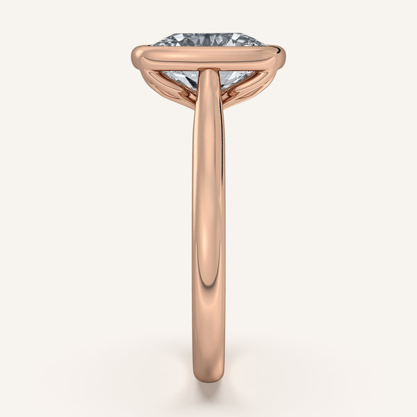 Cushion Cut Tulip Bezel Engagement Ring | 14k Rose Gold