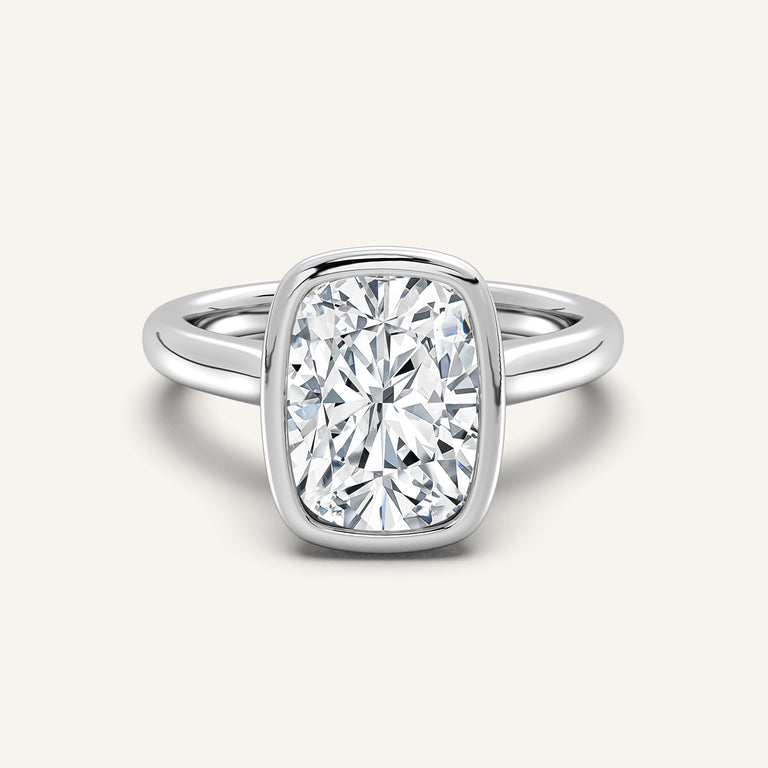 Image for Cushion Cut Tulip Bezel Engagement Ring | Platinum