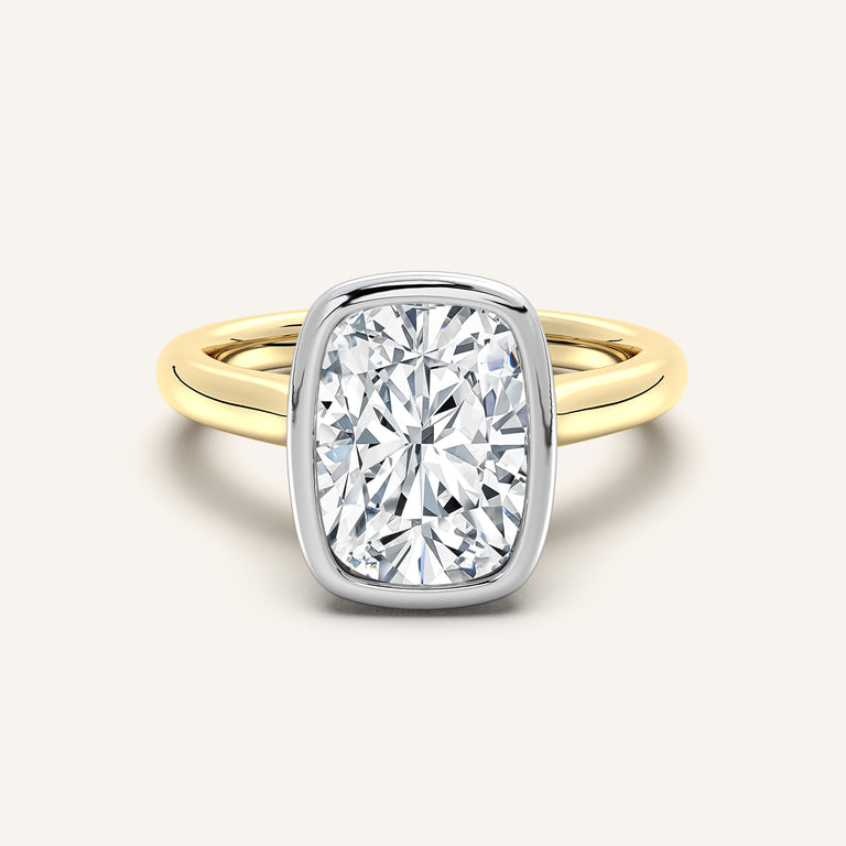 Image for Cushion Cut Tulip Bezel Engagement Ring | 18k Two Tone Gold