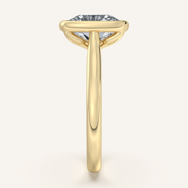 Cushion Cut Tulip Bezel Engagement Ring | 18k Yellow Gold
