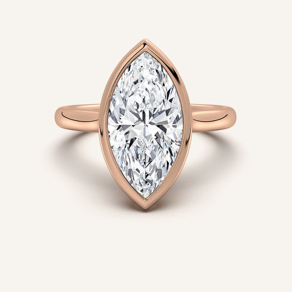 Marquise Tulip Bezel Engagement Ring | 14k Rose Gold