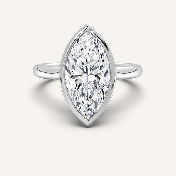 Marquise Tulip Bezel Engagement Ring | Platinum