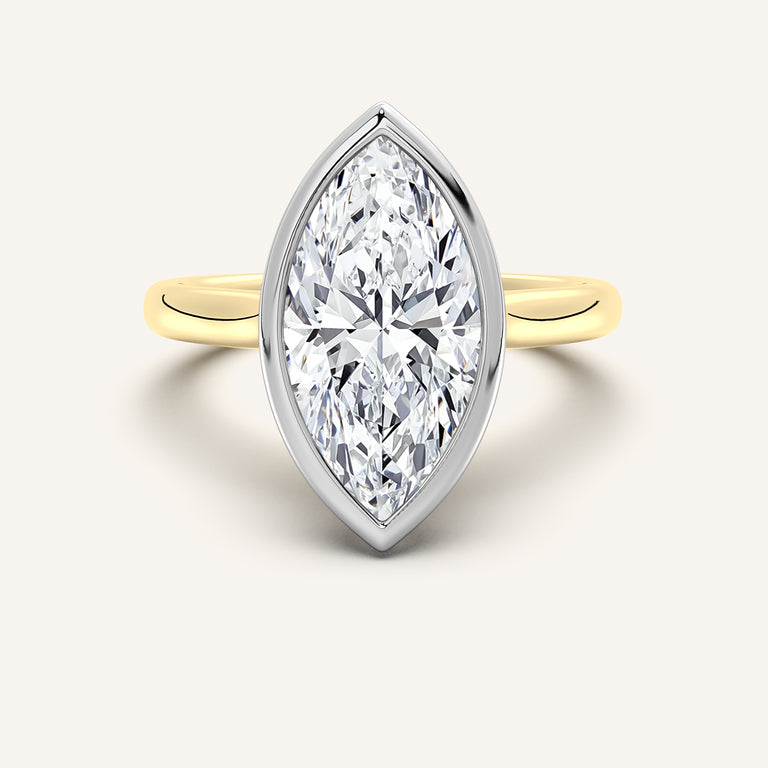 Image for Marquise Tulip Bezel Engagement Ring | 14k Two Tone Gold