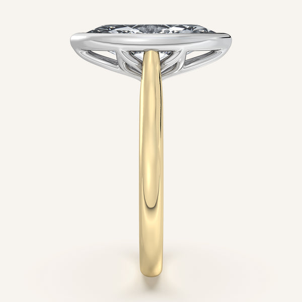 Marquise Tulip Bezel Engagement Ring | 18k Two Tone Gold