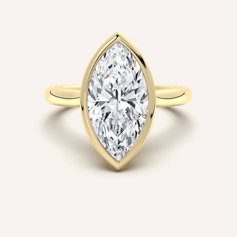 Image for Marquise Tulip Bezel Engagement Ring | 14k Yellow Gold