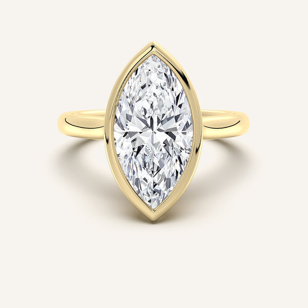 Marquise Tulip Bezel Engagement Ring | 18k Yellow Gold