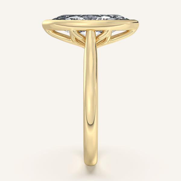 Marquise Tulip Bezel Engagement Ring | 18k Yellow Gold