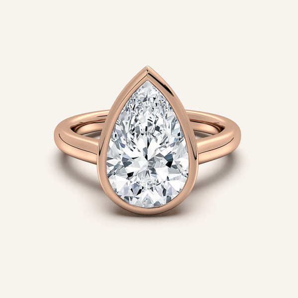 Pear Shape Tulip Bezel Engagement Ring | 18k Rose Gold