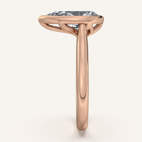 Pear Shape Tulip Bezel Engagement Ring | 18k Rose Gold