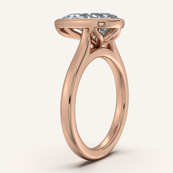 Pear Shape Tulip Bezel Engagement Ring | 18k Rose Gold