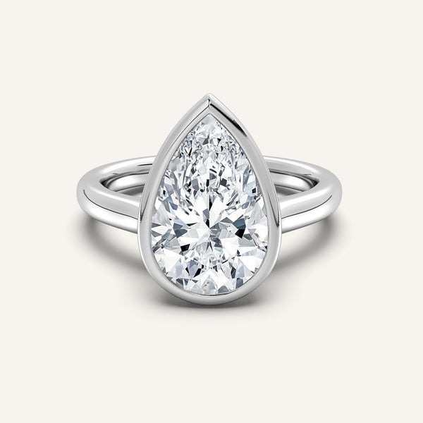 Pear Shape Tulip Bezel Engagement Ring | Platinum