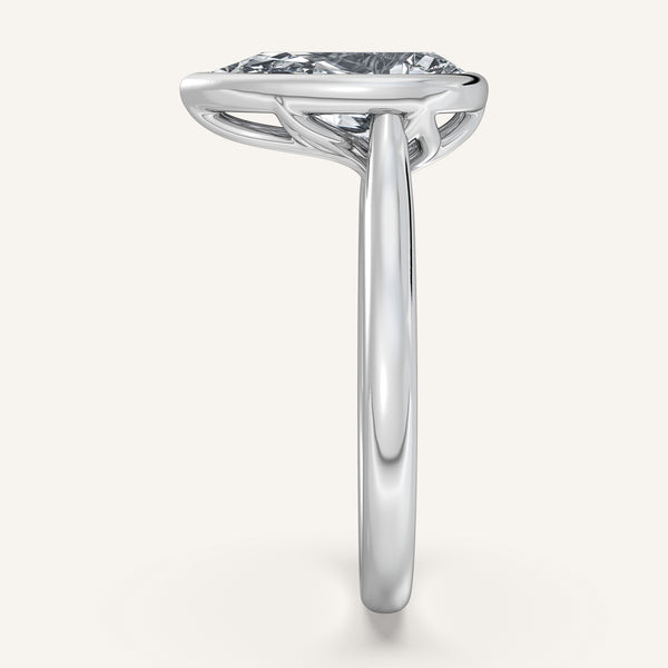 Pear Shape Tulip Bezel Engagement Ring | 18k White Gold