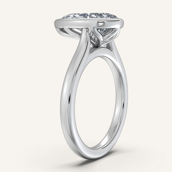 Pear Shape Tulip Bezel Engagement Ring | 18k White Gold