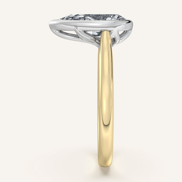 Pear Shape Tulip Bezel Engagement Ring | 18k Two Tone Gold