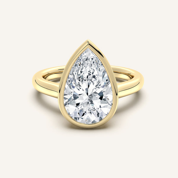 Pear Shape Tulip Bezel Engagement Ring | 18k Yellow Gold