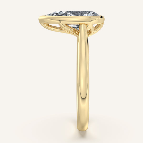 Pear Shape Tulip Bezel Engagement Ring | 14k Yellow Gold