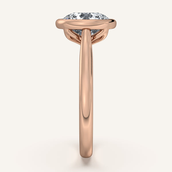 Round Tulip Bezel Engagement Ring | 14k Rose Gold