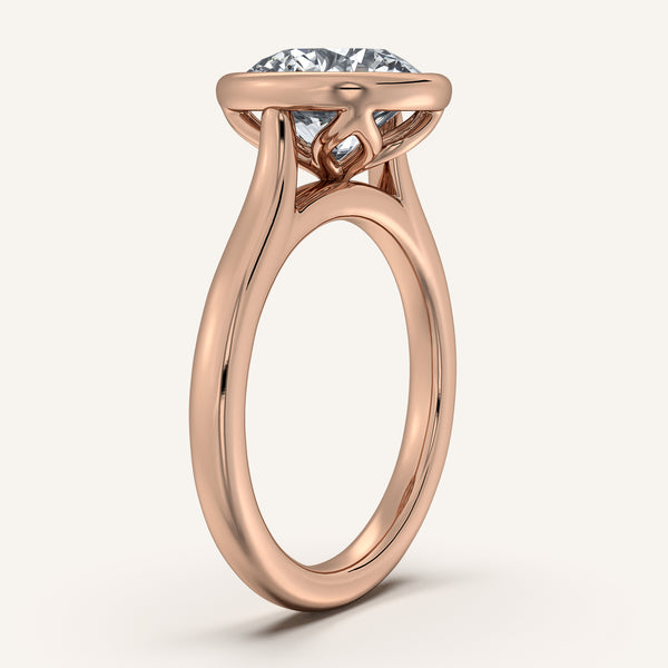 Round Tulip Bezel Engagement Ring | 18k Rose Gold
