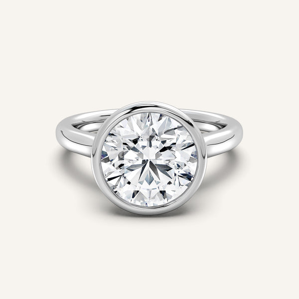 Round Tulip Bezel Engagement Ring | 18k White Gold