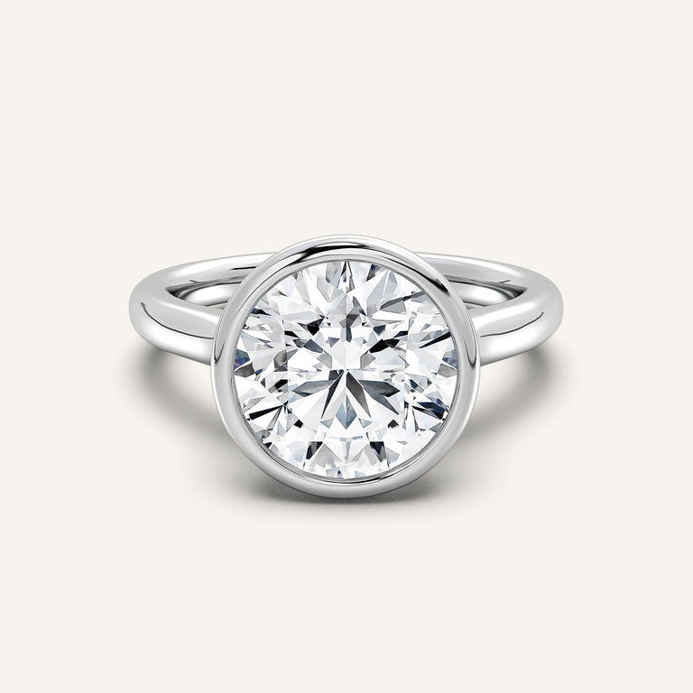 Image for Round Tulip Bezel Engagement Ring | 14k White Gold