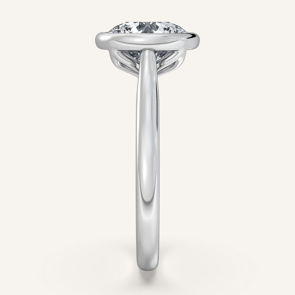 Round Tulip Bezel Engagement Ring | 18k White Gold